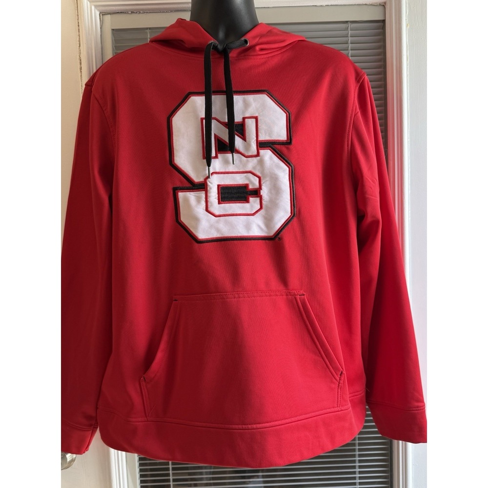 North Carolina State Embroidered Red Hoodie Sz L Top Of The World.